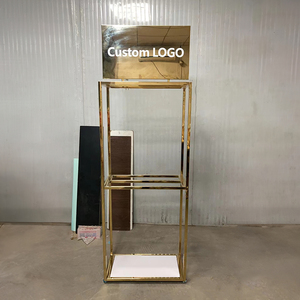 Miễn Phí Cá Nhân Logo Salon Vàng Kim Loại Tóc Con Người Giá Tóc Giả Giá Cửa Hàng Kệ Tầng Đứng Tóc Mở Rộng Hiển Thị Đứng Cho Tóc Giả - Product Image 3