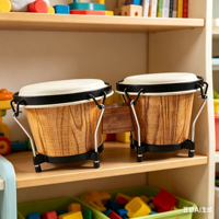Wholesale Natural Light Wood Bongo Drum Set, Sheepskin Head Hand Percussion Custom Logo for Music Teaching & Performance