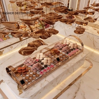 Comptoir de présentation de pain haut de gamme en bois et verre, mobilier de boulangerie, vitrine à gâteaux en acier inoxydable
