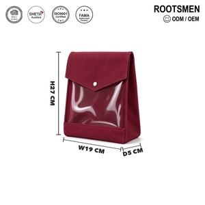 Neceser de Lona Borgoña con Cierre de Botón a Presión y Ventana Transparente 19x5x27cm, Bolsa de Viaje para Cosméticos, Logotipo Personalizado OEM ODM, MOQ Bajo - Product Image 1