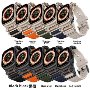 Engranaje giratorio descompresión conector de Metal de acero inoxidable correa de reloj de goma de silicona para Apple Watch Ultra <span class=keywords><strong>2</strong></span> 49mm S10 46MM - Product Image 5