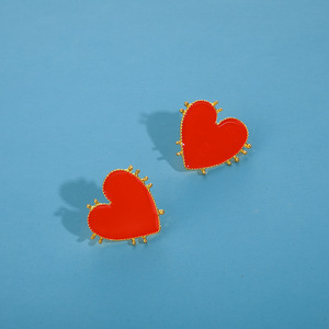 Moda Popular mujer personalidad OL rojo gran amor forma de corazón joyería pendientes salvaje Stud pendientes para mujer - Product Image 5