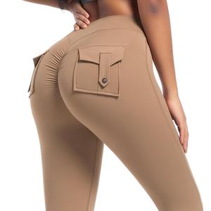 กางเกงกีฬาเอวสูงมีกระเป๋าสำหรับโยคะฟิตเนสวิ่งและแฟชั่นกลางแจ้ง - Product Image 5
