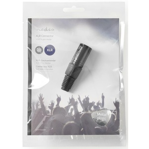 Connecteur XLR mâle 3 broches nickelé, câble noir 5 mm, entrée - Product Image 4