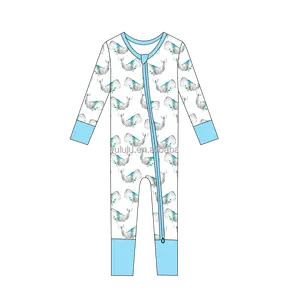 Multi-patterns Baby And Toddler Printed Zippy Double Zipper Design Cover Hand And Feet Style Jumpsuit Custom