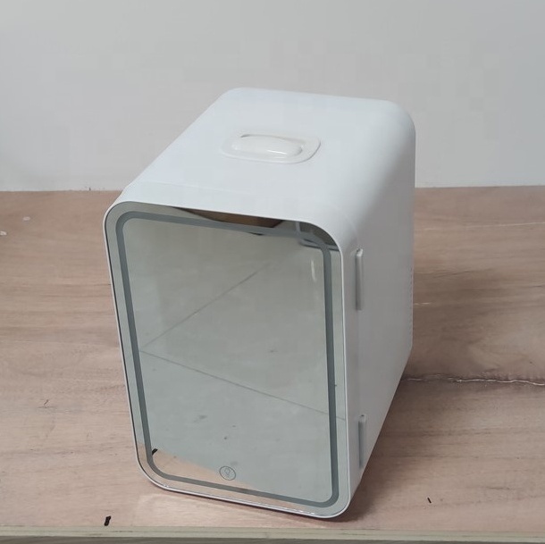 6L Portable Electric LED Light Mini Beauty Fridge with Mirror for Cosmetics Bedroom Office Dorm RV & Hotel Use Pink