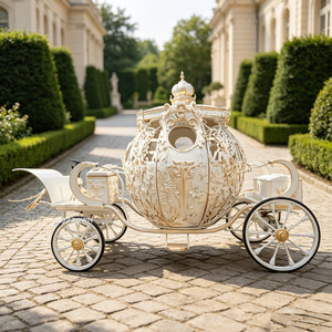 Calèche de Mariage Électrique Style Cendrillon, Design Floral Orné, Couronne Dorée sur le Toit, Frein Hydraulique, Acier à Ressorts Automobile Spécial - Product Image 1
