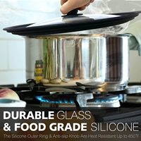 Lot de 2 couvercles de casserole compatibles avec les ustensiles de cuisine de 7 ", 8 ", 9 ", 10 ", 11 ", 12 ", couvercles de remplacement en silicone pour casseroles, couvercles universels en verre trempé