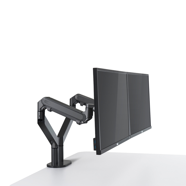Hot Selling Gas Spring Dual LCD Monitor Arm Desk Mount Swivel Clamp Adjustable Stand 90 Degree Tilt Angle 32 Inches Used
