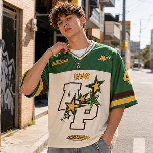 Camiseta de Verano Personalizada para <span class=keywords><strong>Hombre</strong></span>, Estilo Jersey de Baloncesto, 100% Algodón, Cuello en V, Manga Corta, <span class=keywords><strong>Ropa</strong></span> Masculina, Camiseta Urbana - Product Image 1