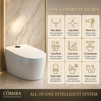 Toilette intelligente haut de gamme, design moderne allongé, système de chasse double, chasse automatique, siège chauffant, contrôle par application intelligente, siphon en P, télécommande