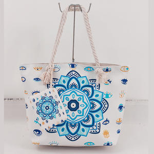 Bolsa de lona impresa de fábrica personalizada con cierre de cremallera bolsa de <span class=keywords><strong>playa</strong></span> de recuerdo de mal de ojo con asa de cuerda - Product Image 5