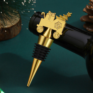 Christmas Wine Stopper Zinc Alloy Creative <b>Elf</b> Car Snowflake Design <b>Bottle</b> Seal Gift Decorative Holiday Party Accessory - Product Image 3