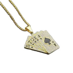 Collana Hip Hop <span class=keywords><strong>Rock</strong></span> Punk Placcata Oro con Catena Cubana, Diamanti, Croce, Pistola, Cuore, Leone, Re, Regina, Dollaro, Gioielli per Uomo e Donna - Product Image 1