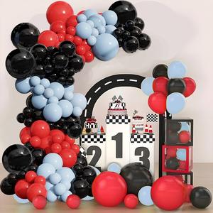 Ballons de Voiture de Course en Latex, Kit de Guirlande d'Arche, Ballons de Fête Rouges et Noirs pour Garçon, pour Fête Prénatale, 95 Pièces - Product Image 4