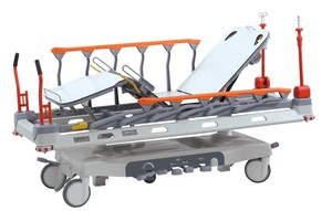Chariot brancard manuel réglable en hauteur avec 5ème roue pour une maniabilité aisée, équipement médical HECAI LS-EA7C-A - Product Image 2