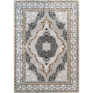 Estilo persa de gama alta elegante tradicional gris Floral medallón personalizable alfombra de lana con mechones a mano para sala de estar - Product Image 2