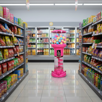 Distributeur automatique de cylindres rose-rouge fonctionnant avec des pièces/monnaies Niudele |   120-200 pièces de jouets en capsule |   Exploitation Facile Centres Commerciaux Parcs Vente en Gros 1