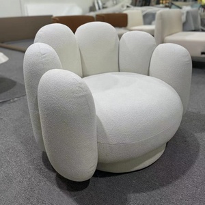 Chaises longues de salon design personnalisées Chaise de loisirs à bras en tissu teddy blanc - Product Image 3