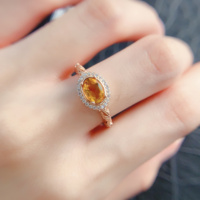 Factory Wholesale Fashion Women's 925 Sterling Silver Wedding Ring Natural Citrine Oval Cut for Engagement Wedding Gift Low MOQ