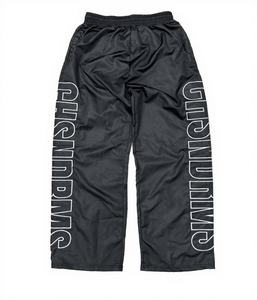 Men's <b>Black</b> Woven Track Pants with Elastic Waist and Contrast Side Lettering for Custom Wholesale Streetwear Top Quality <b>Trouser</b> - Product Image 1
