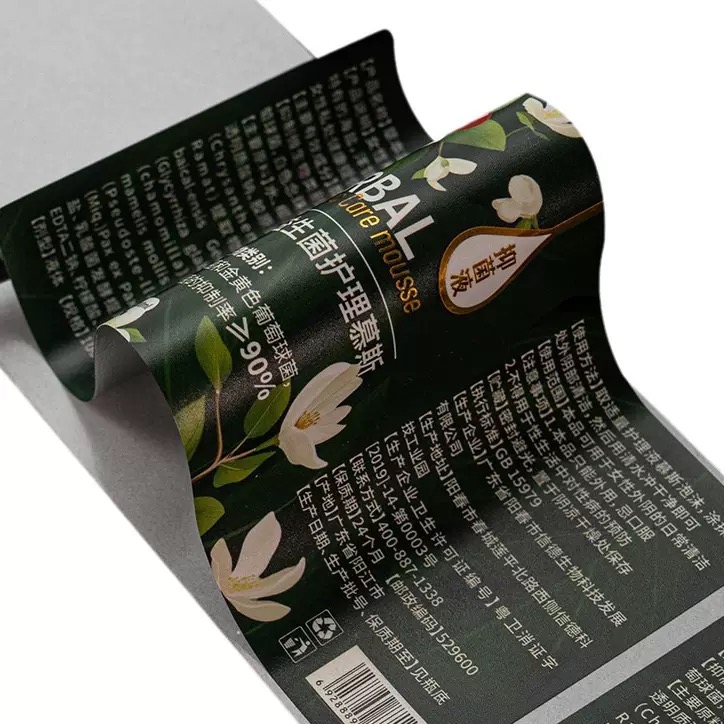 Custom Printed Adhesive Vinyl Waterproof logo Sticker Roll Skincare Cream Label Sticker