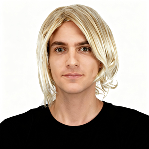 Peluca sintética rubia en capas <span class=keywords><strong>para</strong></span> hombre, postizo de Cosplay rizado corto <span class=keywords><strong>para</strong></span> uso diario de disfraces de fiesta, fibra resistente al calor, aspecto Natural - Product Image 2