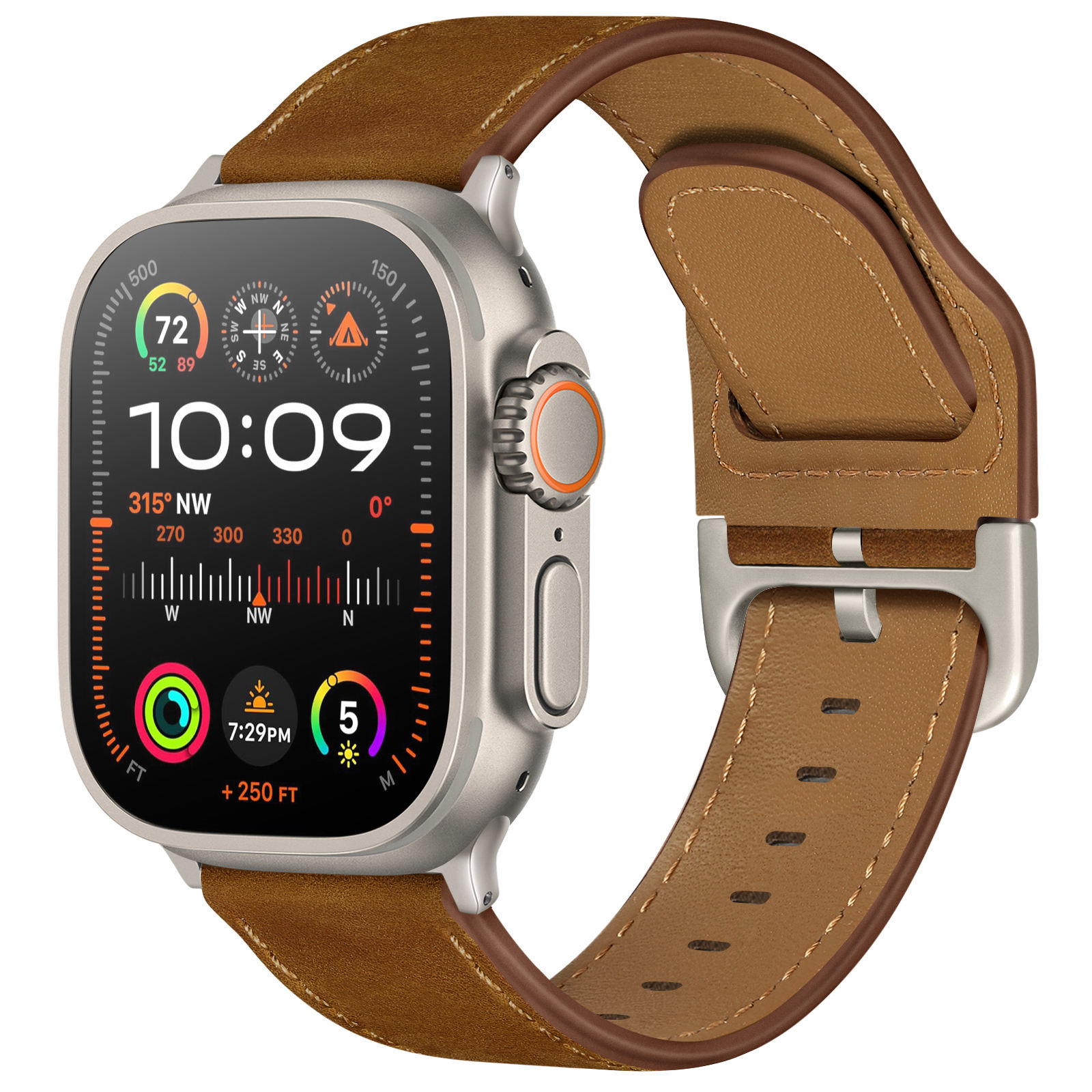 Marron rouge foncé + boucle en titane