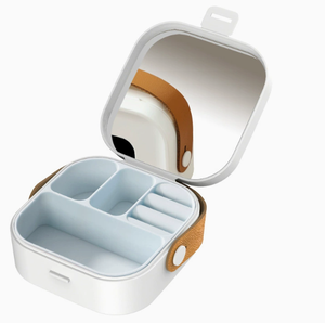 Portable Mini Travel Jewelry Box Custom Logo Plastic Jewelry Organizer with <b>Mirror</b> Handle <b>Compact</b> Necklace Earring Ring Holder - Product Image 2