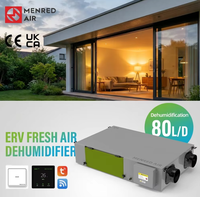 Ventilateur de récupération de chaleur à montage au plafond ERV Fresh Air Dehumidifier 80L/D 300m³/h