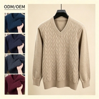 Nouveau Pull en Laine Col V pour Homme Hiver 2026, Pull Tricoté Épais et Chaud Uni, Haut Décontracté Basique en Maille pour Couche de Base, Vente en Gros ODM