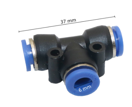 Noir + Bleu-Connecteur Tee 6mm