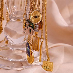 2023 Vintage Evi Eye <span class=keywords><strong>Tarot</strong></span> esmalte circón colgante collar conjunto de acero inoxidable con chapado en oro regalo para mujeres - Product Image 3