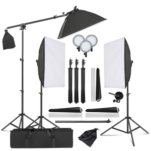 Kit d'éclairage vidéo et photographique professionnel avec parapluie réflecteur et fond vert pour studio photo - Product Image 1