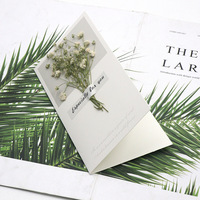 Kartu Ucapan Bunga Kering Baby's Breath & Forget-Me-Not Bunga Asli Karton Kartu Ucapan Kreatif Produsen Grosir