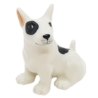 Sculpture miniature de simulation d'animal, décoration de maison faite à la main, statue de chien mignon en porcelaine, figurine de taureau terrier en céramique