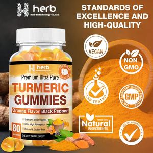 Gomitas Veganas de Cúrcuma y Jengibre de Marca Propia, Suplementos Alimenticios para Adultos con Pimienta Negra que Proporcionan Energía - Product Image 6