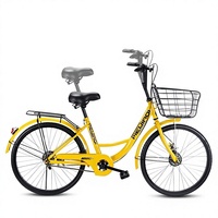 Vélo portable de style vélo partagé, identique aux vélos jaunes Ofos, pour adultes et étudiants, 24/26 pouces, léger, à une seule vitesse