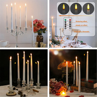Lilin Elektronik dengan Baterai Timer Remote Control Lilin LED Tanpa Api Lampu Air Mata Dekorasi Rumah Makan Malam Pernikahan 27cm