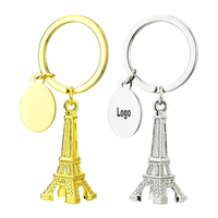 Individuelles Logo Eiffelturm Schlüsselanhänger Metall Zinklegierung 3D Paris Souvenir Schlüsselring mit Ovalem Anhänger für Werbegeschenke Großhandel