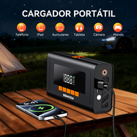 Mini démarreur de batterie 12V 2800A avec éclairage LED et gonfleur de pneus portable pour voiture, camion, moto – Kit d'urgence personnalisable avec logo