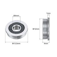 Bantalan Bola Berflens Presisi Tinggi 4x12x4mm Segel Karet Ganda F604-2RS Bantalan Flens Baja Krom untuk Mesin Pemotong Rumput Robot