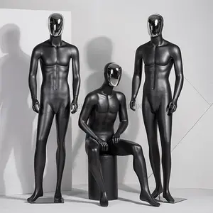 Mode Silber Gesicht Schwarz Männlich Schaufenster puppe Dummy Stehend Ganzkörper Männer Schaufenster puppe Für Kleidung Anzug Display