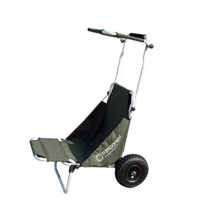 Gran oferta, silla de pesca plegable de playa de aluminio, carrito de playa plegable con portaequipajes