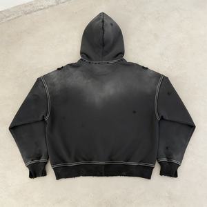 Fabricante Personalizado de Sudaderas con Capucha y Cremallera para Hombre, 100% Algodón, Felpa Francesa, Lavado Ácido, Efecto Desteñido, Impresión Serigrafiada, Estilo Urbano - Product Image 2