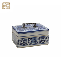 Boîte à bijoux ronde en porcelaine de haute qualité, décoration moderne pour la maison, rangement en céramique avec technique de peinture pour l'éclairage
