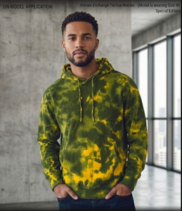 Sweat à capuche tie-dye vert et jaune, marque privée, poids lourd 300 GSM |   Pull à logo personnalisé délavé à l'acide |   Streetwear unisexe surdimensionné - Product Image 6