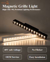 Système d'éclairage sur rail magnétique, grille lumineuse LED à CRI90 élevé pour projets commerciaux, certifiée CE ROHS, personnalisable