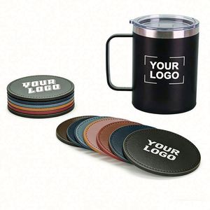 Promotional Hotel Business Gifts With Custom Printed Embossed Logo Coffee Shop Restaurant Pu Leather <b>Coaster</b> Wholesale - Product Image 1