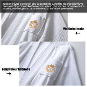 High Quality Custom 5 Star Hotel Customized Logo Luxury Piped Trim SPA Bath <strong>Robe</strong> 100% Cotton <strong>Waffle</strong> Weave Bathrobe - Product Image 6